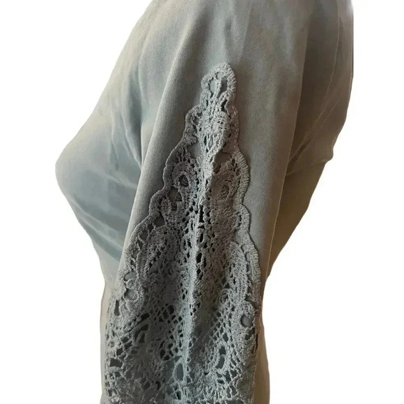 Lulus dress baby blue fitted with crocheted lace detail size large - Picture 2 of 10